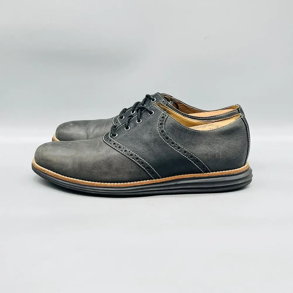 Cole Haan Shoes Mens 10 Gray Leather Lunargrand Derby Oxford Dress Comfort